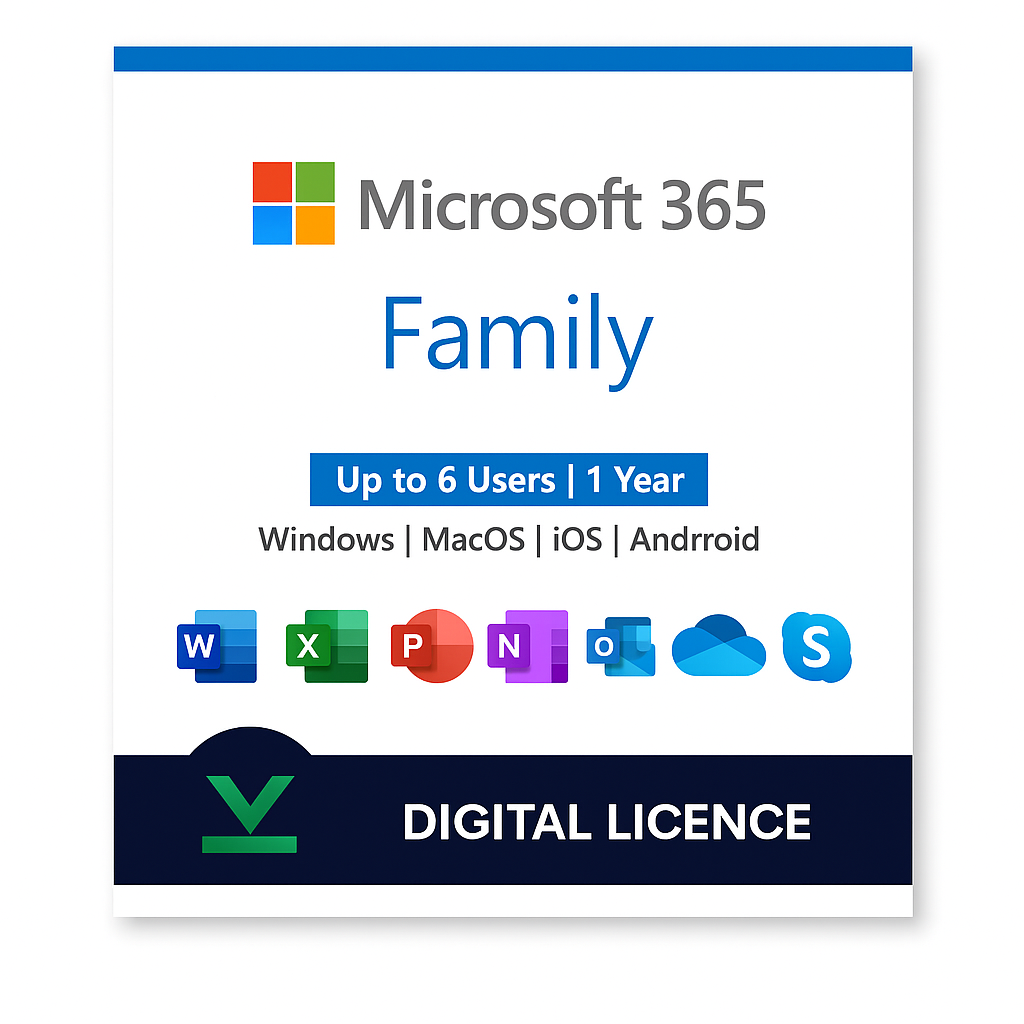Microsoft 365 Family – 6 Users, 6TB Cloud Storage, 1 Year